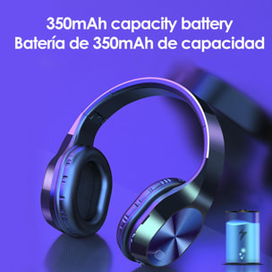 Cuffie T5 Bluetooth 5.0, con vivavoce e lettore micro SD.