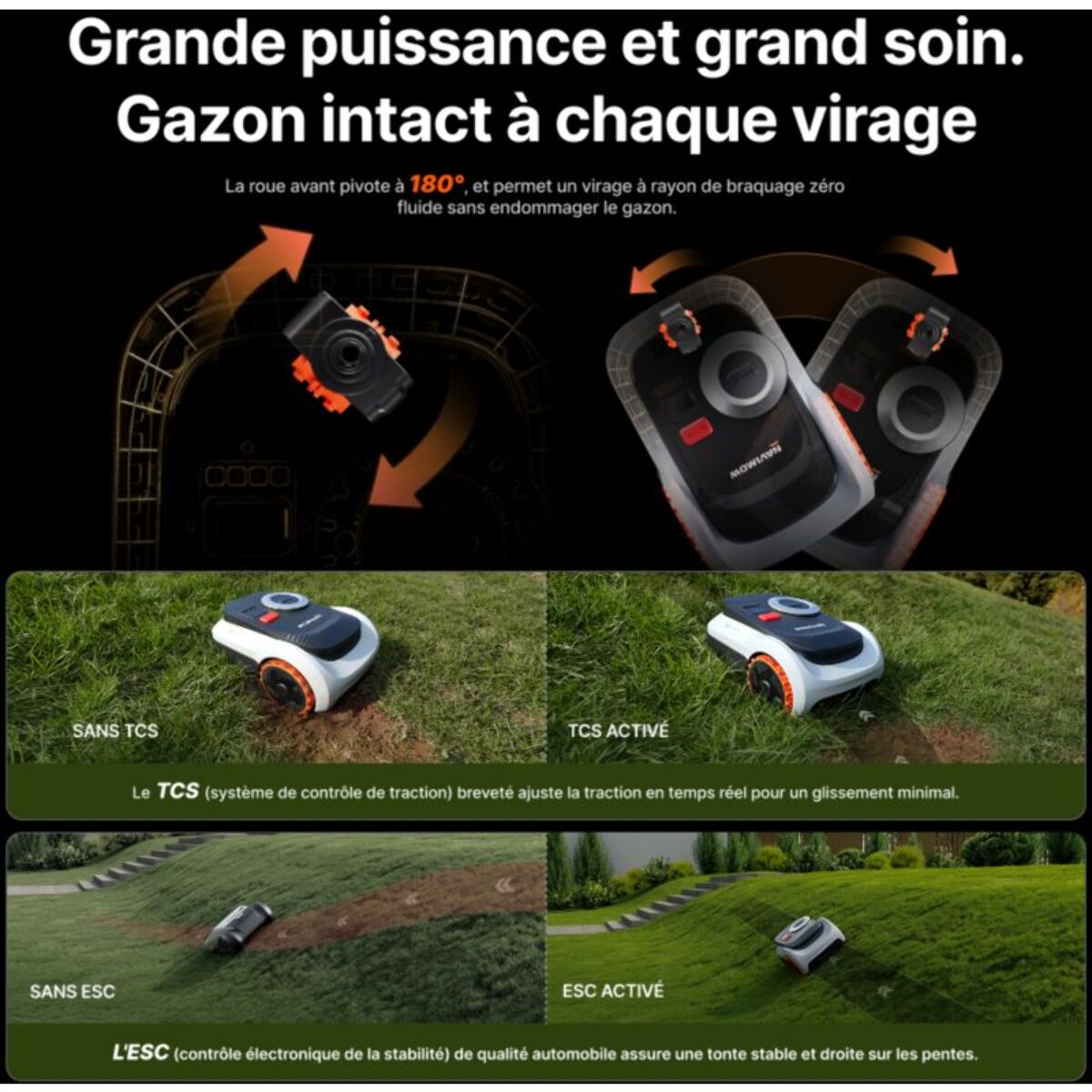 Robot tondeuse NAVIMOW i210 LiDAR Pro - sans fil périphérique ni antenne, 3 roues motrices, Pentes 55%, NRTK, 1000 m²