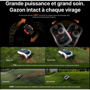 Robot tondeuse NAVIMOW i210 LiDAR Pro - sans fil périphérique ni antenne, 3 roues motrices, Pentes 55%, NRTK, 1000 m²