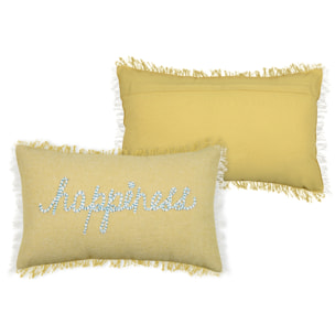 Coussin rectangulaire happiness - Jaune