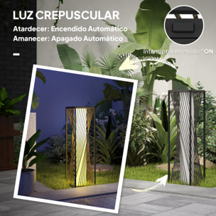 Linterna de Jardín de Ratán Sintético Farola Solar con Luces LED Encendido y Apagado Automático Impermeable para Terraza Balcón Patio 22x22x77 cm Gris