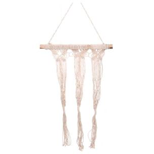 Portavaso pensile in tessuto 3 posti bianco con barra e senza vaso cm50x80/100