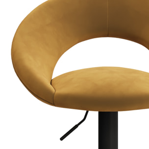 Lot de 2 chaises de bar en velours jaune curry 61/76,5 cm - Cloclo