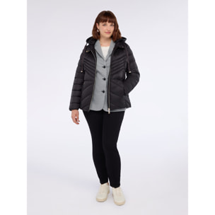 Fiorella Rubino - Plumífero acolchado con diseño chevron y capucha - Negro