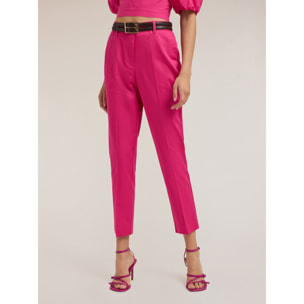 Motivi - Pantaloni regular in cotone - Fucsia