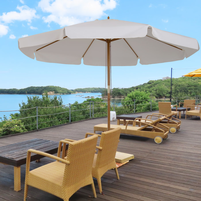 Sombrilla de Jardín Ø325x250 cm con Sistema de Polea Techo de Ventilación Beige