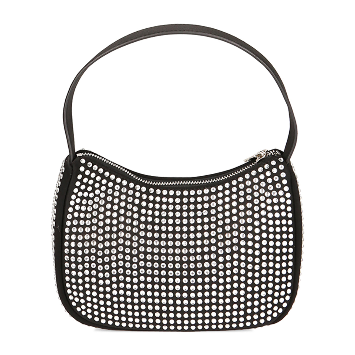 Mini hobo bag nera con strass