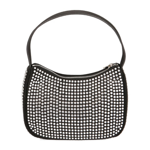 Mini hobo bag nera con strass
