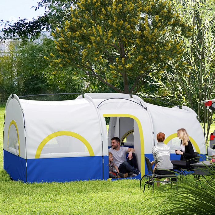 Tienda de Campaña Familiar tipo Túnel para de 4-6 Personas Impermeable 3000 mm Tienda de Camping Plegable con 2 Dormitorios Bolsa para Senderismo 435x251x195 cm Azul y Blanco