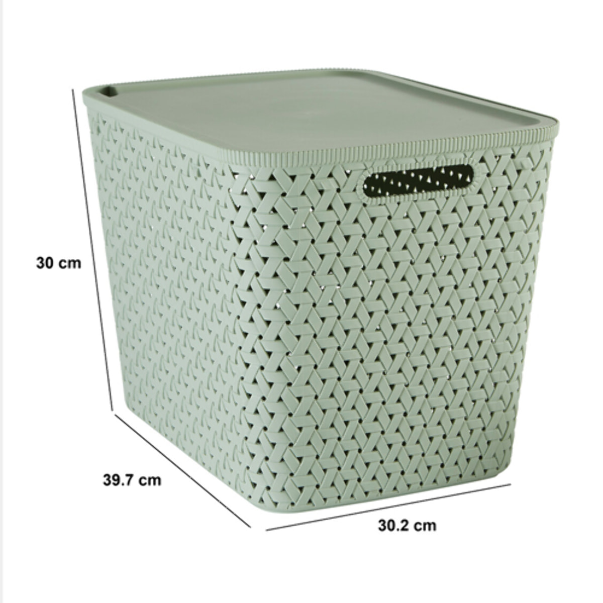 Panier "Tressy" en plastique sauge 28L