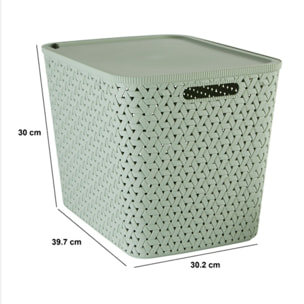 Panier "Tressy" en plastique sauge 28L