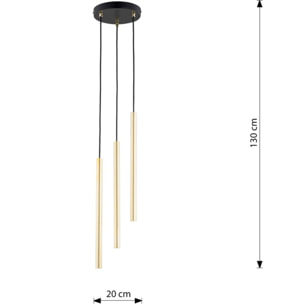 Lampada a sospensione Selter in acciaio nero e oro