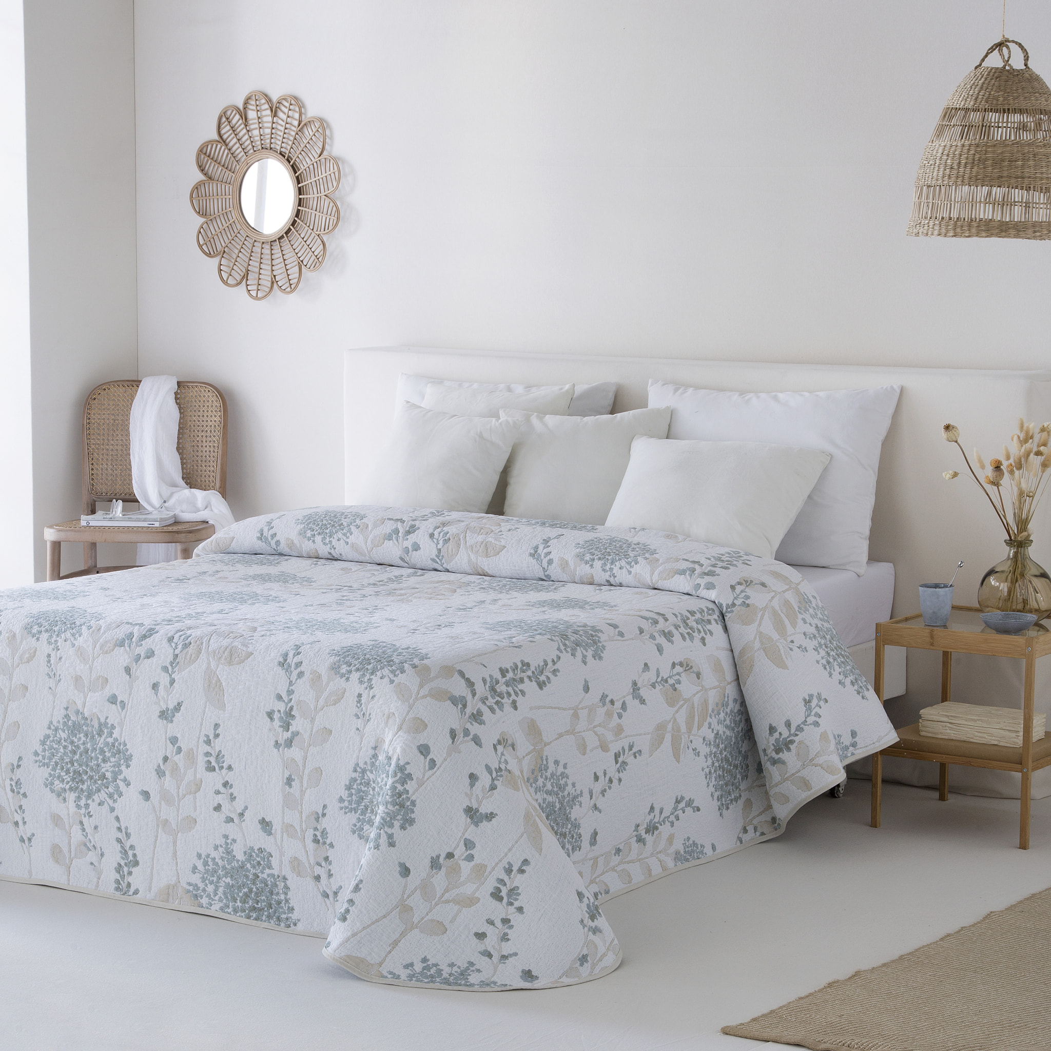 Colcha Jacquard algodón Chiara Azul