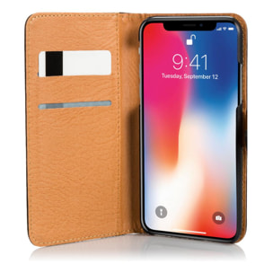 Funda tipo libro de piel sintética para iPhone X