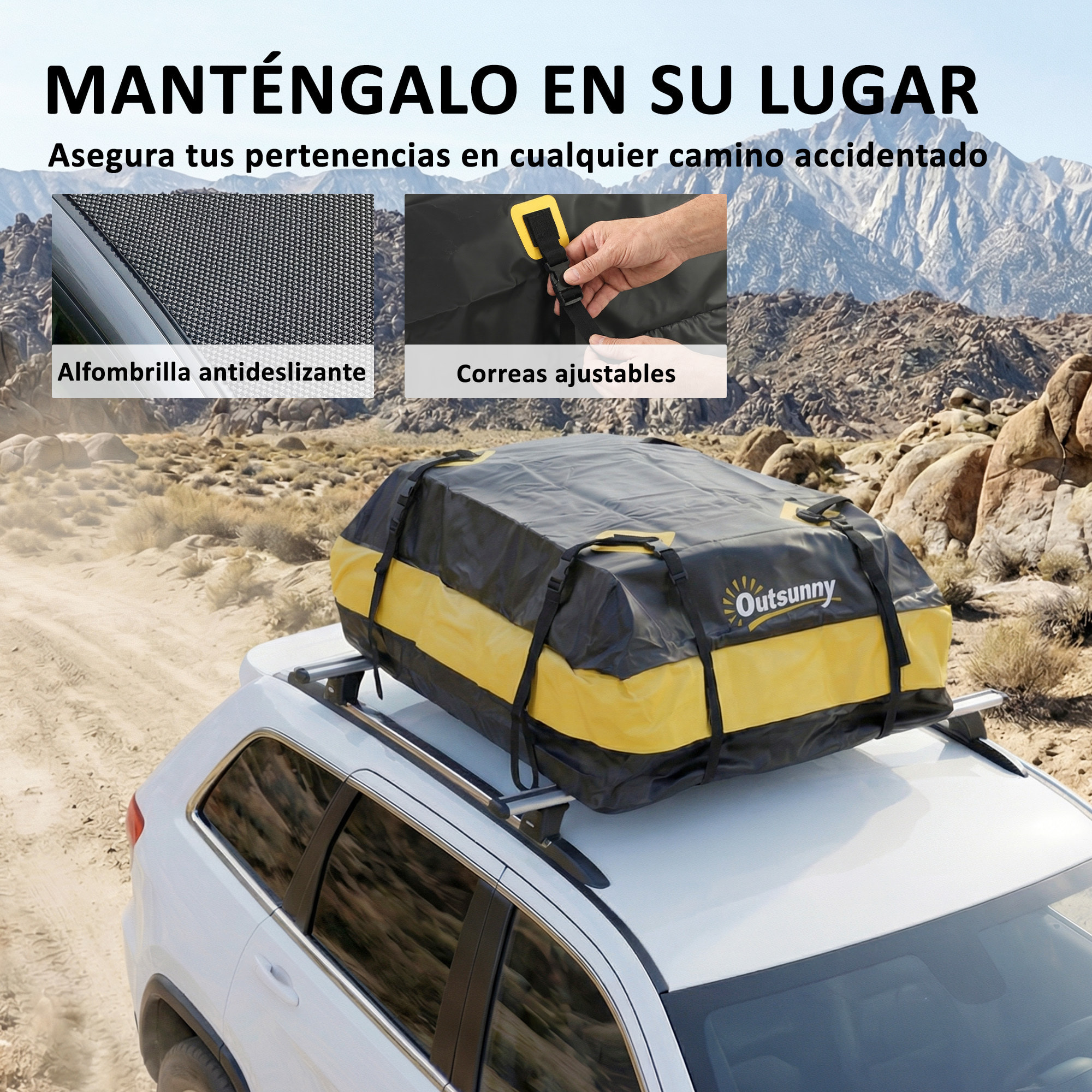 Bolsa de Techo para Coche 425L, Impermeable, Cofre de Techo para Coche con 8 Correas Ajustables, Alfombrilla Antideslizante, Ganchos, Adecuada para Todos Los Vehículos con/sin Portaequipajes