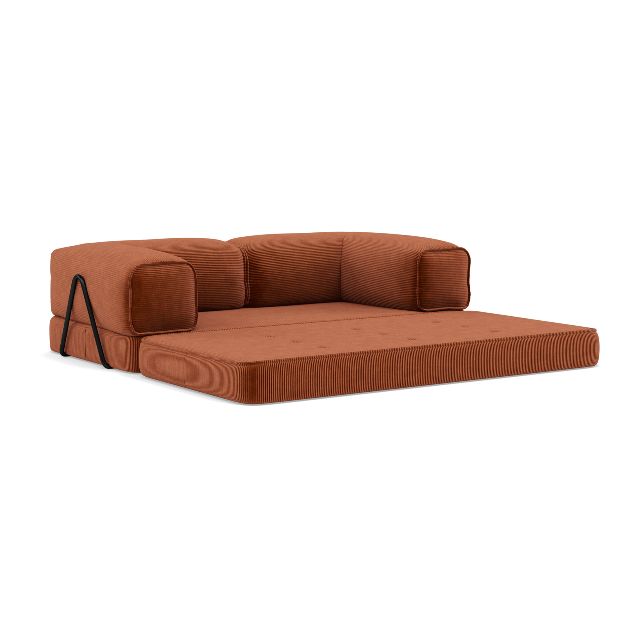 Poppy - canapé 3 places convertible en velours côtelé - Terracotta