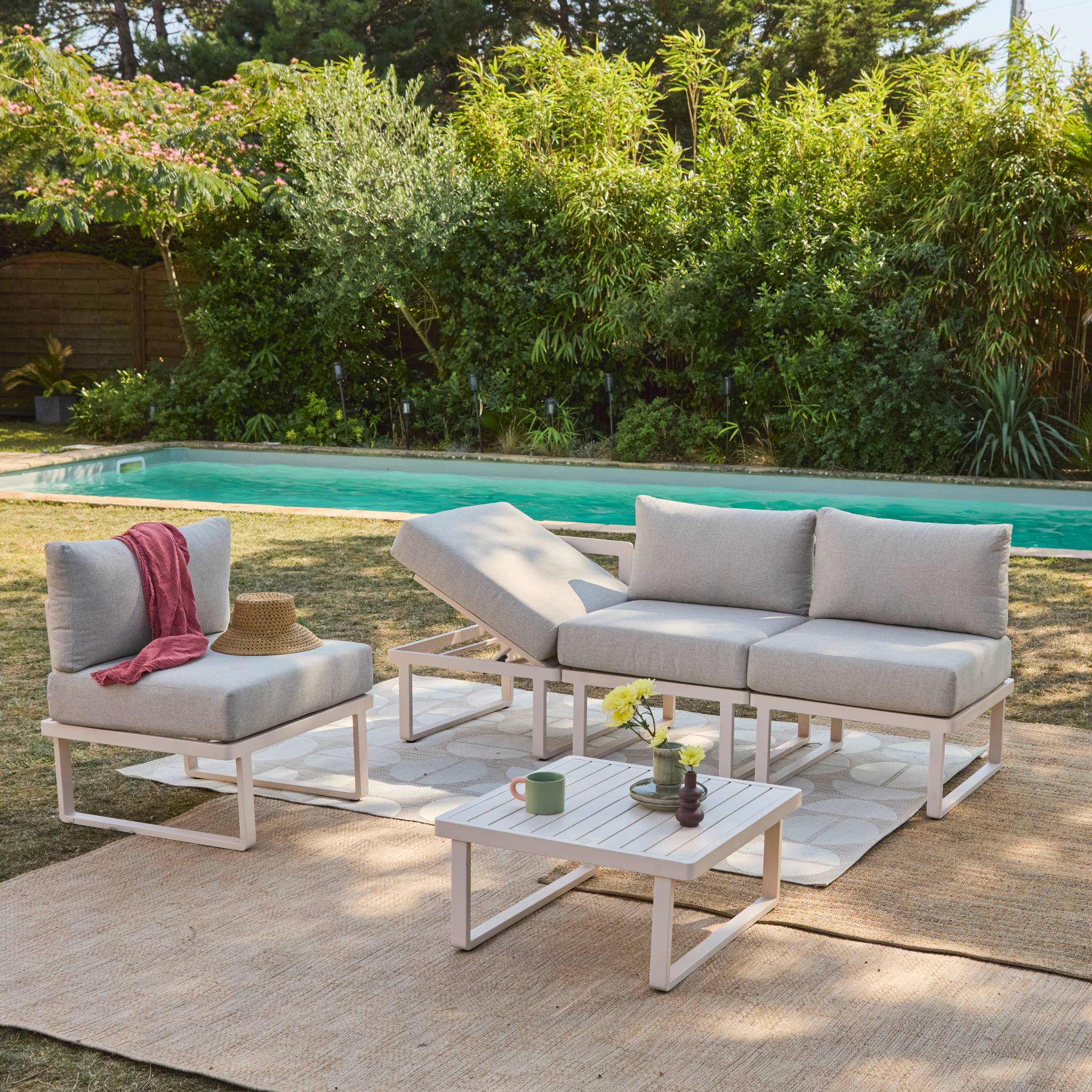 Salon de jardin modulable aluminium 4 places CLEA