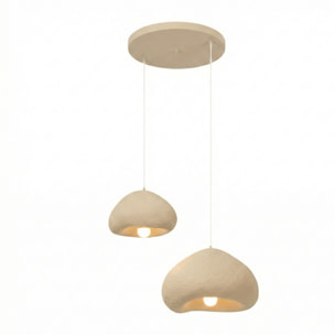 Luminaire design 2 suspensions en fibre de verre beige OLINDA
