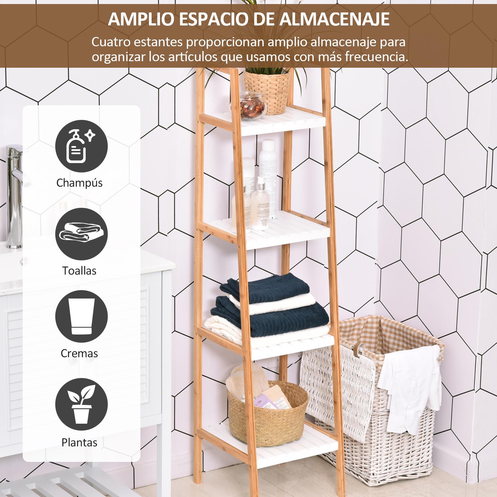 Estantería de Baño de 5 Niveles 35x36x138,5cm Blanco