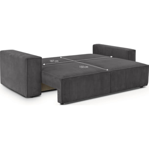 Canapé convertible 3 places en velours côtelé - HARPER