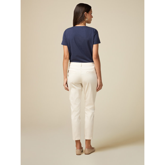 Oltre - Pantalón chinos con mezcla de tencel - Blanco