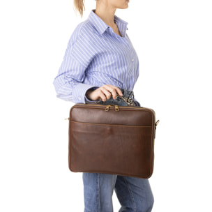 Borsa a mano  unisex In Vera pelle Made in Italy 38x32x6 cm