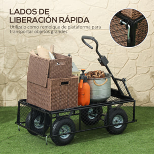 Carro Playa con Ruedas Grandes Carro de Jardín con Mango Giratorio Ajustable y Bolsa Impermeable Removible Carga 300 kg Carrito Transporte para Todo Terreno Campaña Compra Negro