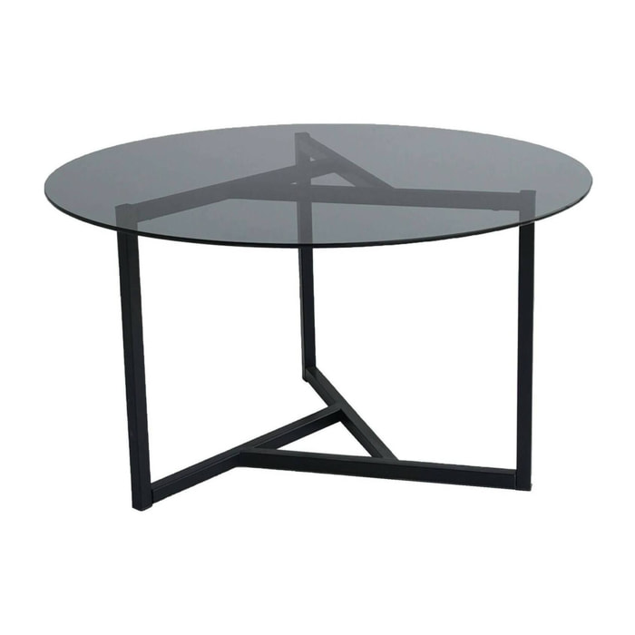 Tavolino da salotto Esperia, Tavolo basso da caffè, Portariviste per divano, Ripiano da soggiorno, 75x75h42 cm, Tortora e Nero