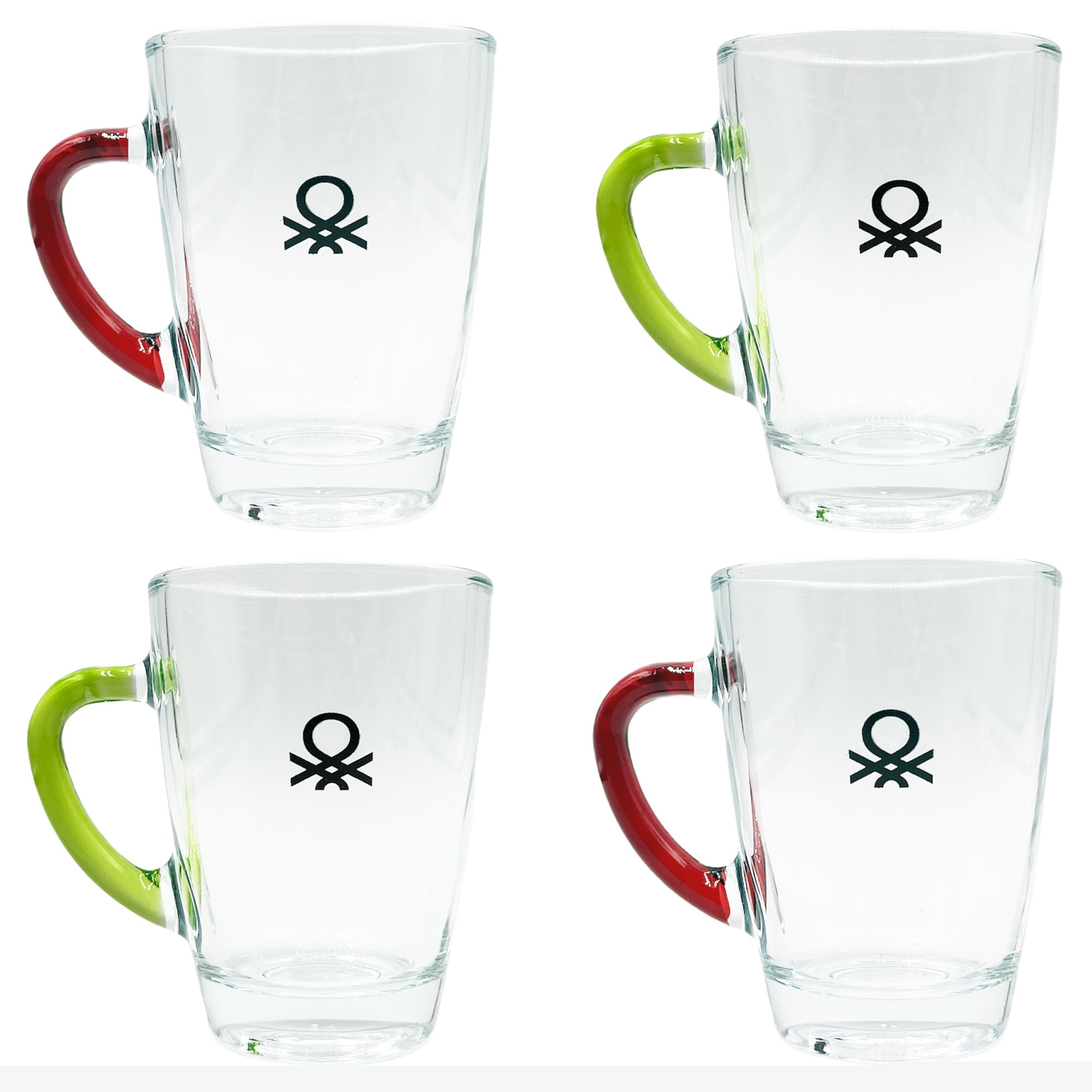 Cafetera con émbolo 600ml verde + set de 4 tazas (rojo y verde) raibow benetton.