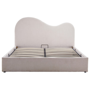 Lucas - lit coffre - 160x200 cm - en velours texturé - Beige