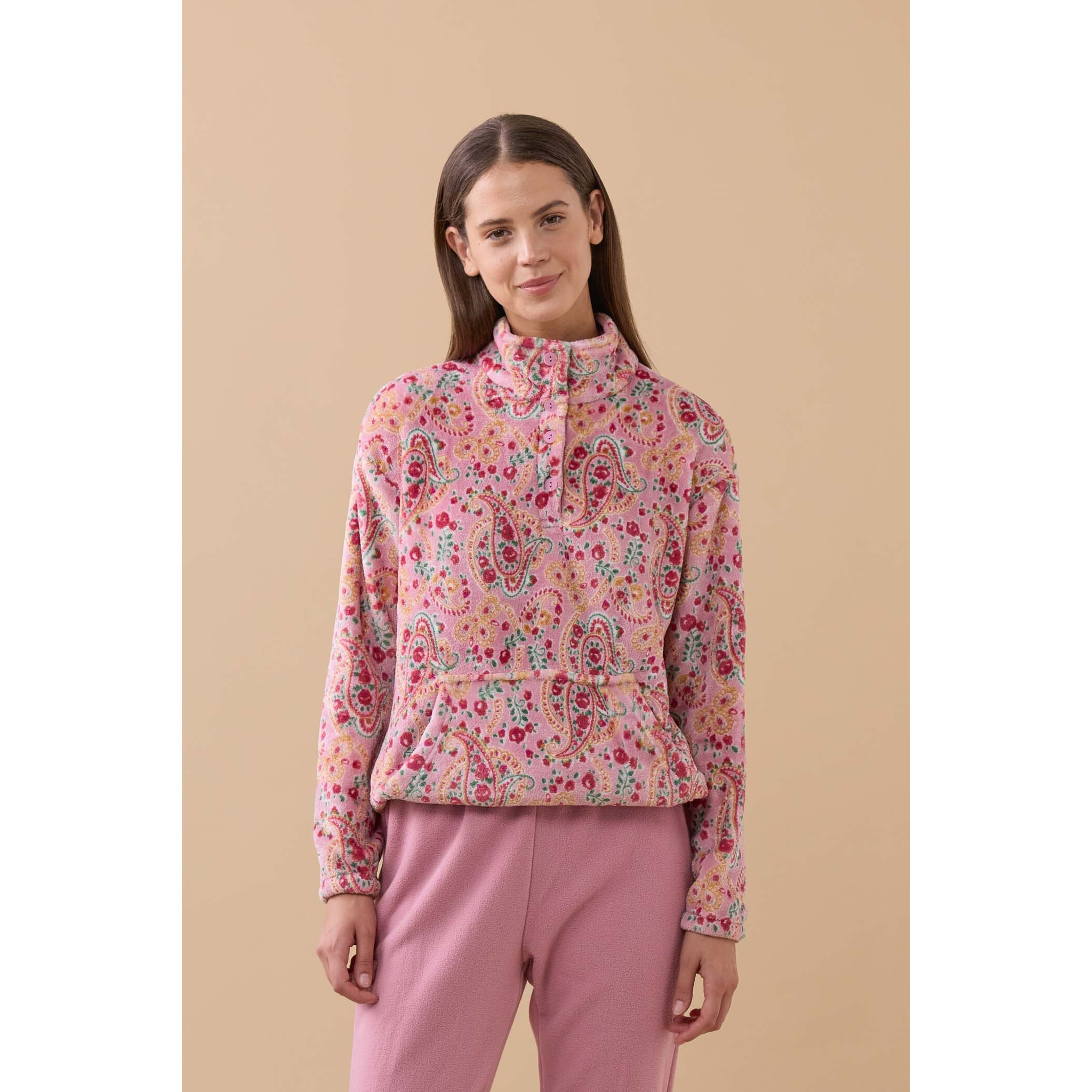 Pigiama donna softy in coral con collo quattro bottoni Noidinotte