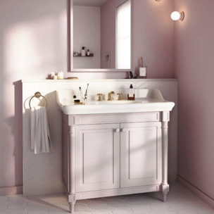 Pack meuble vasque 3 trous Cléo 1889 rose velours + mélangeur croisillons or