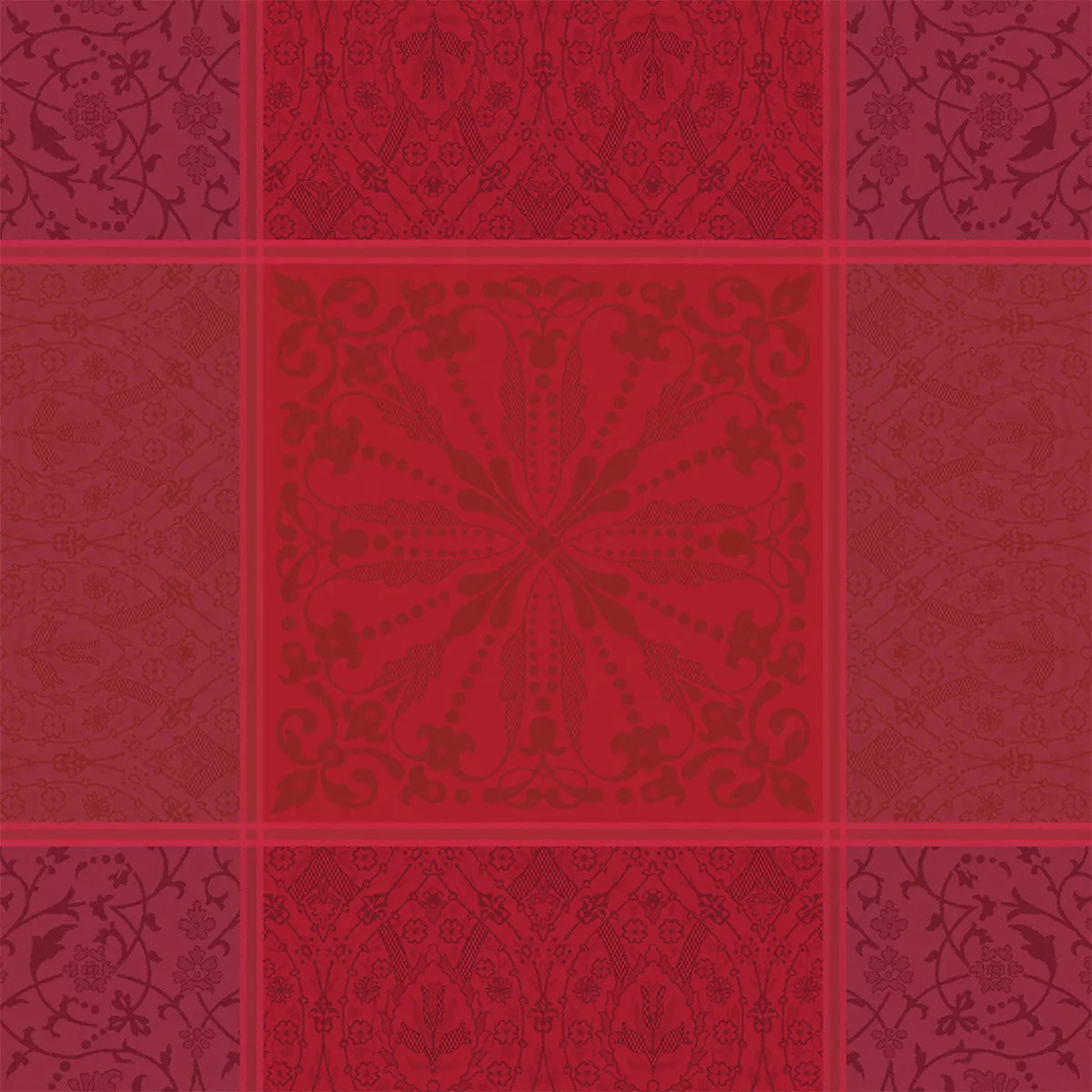 Serviette pur coton motif jacquard bordeaux Cassandre grenat