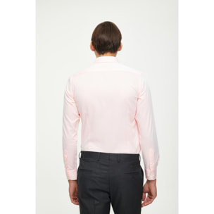Camicia Uomo 1 Bottone Francese Slim Cotone Unito Rosa