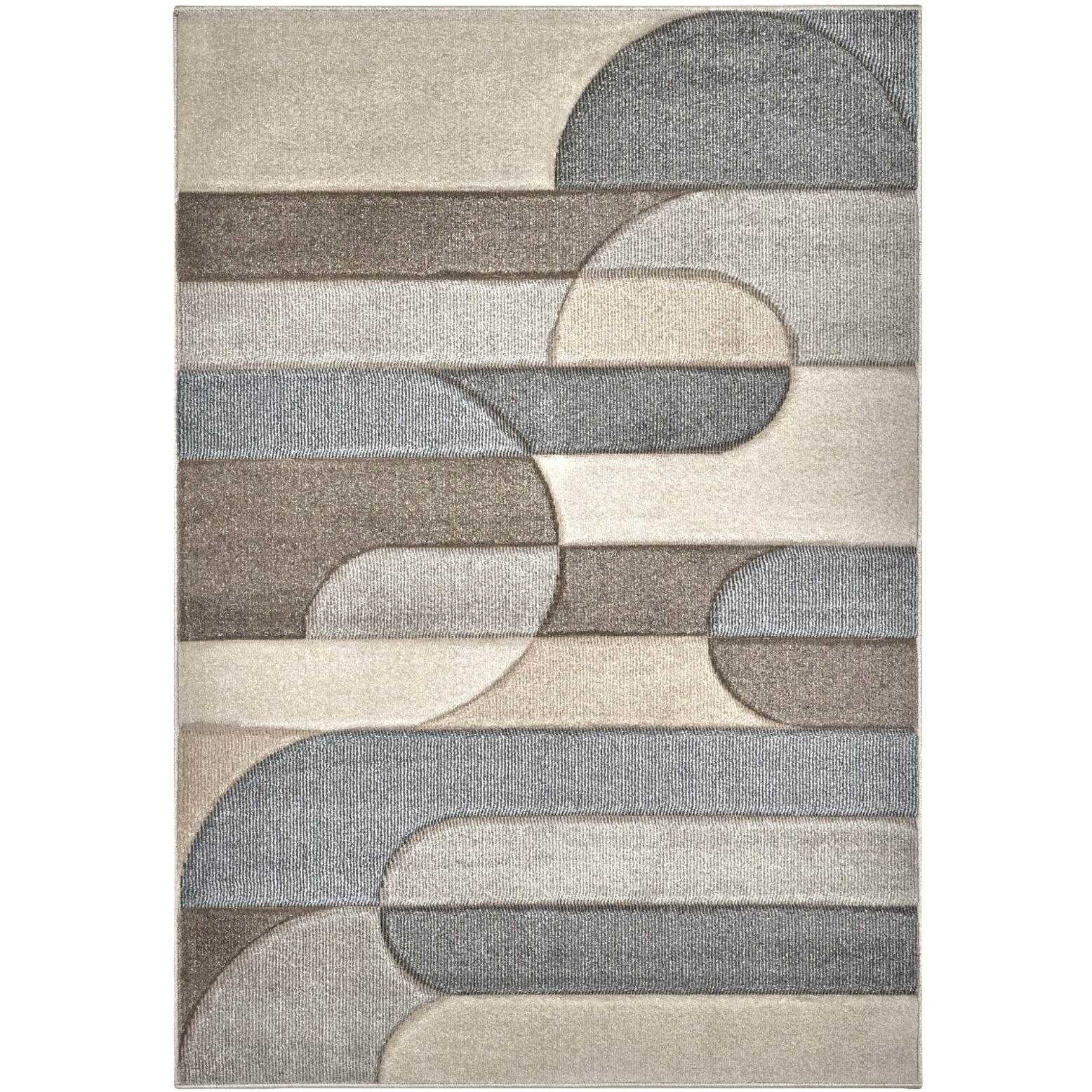 Tappeto Soggiorno Moderno Geometrico Grigio-Beige