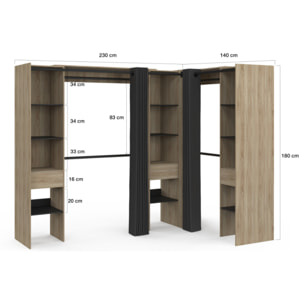 Dressing Justine d'angle 230cm effet bois