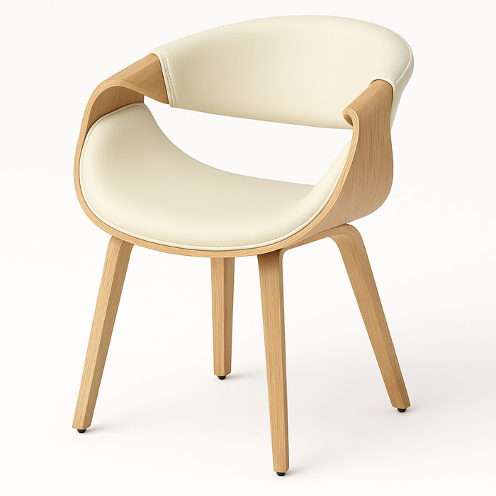 Yorkshire - Poltroncina Sedia in Legno Massello e Leatherette Bianca