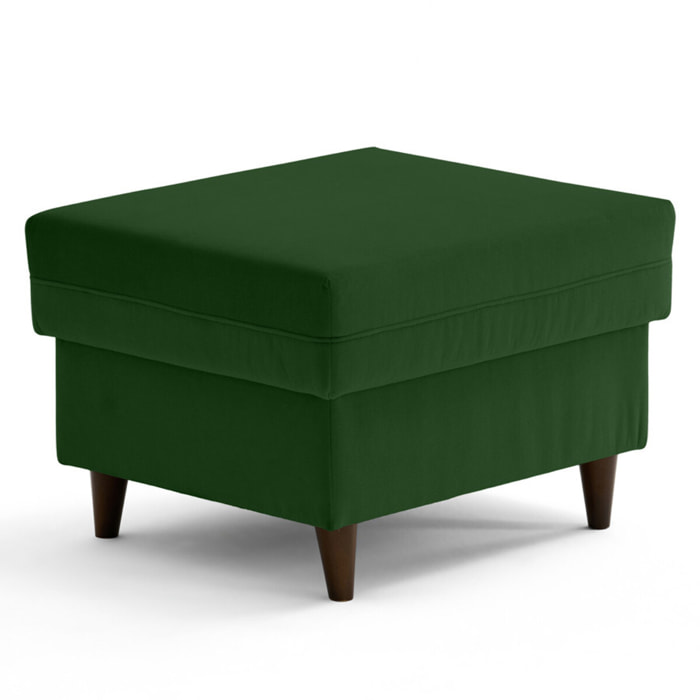 Brooke - pouf en velours pieds en bois - Vert
