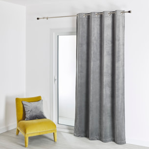 Rideau en velours feutré uni - Gris Perle