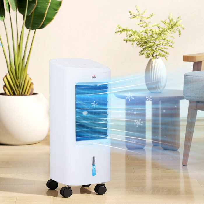 Refroidisseur d'air ventilateur mobile portable oscillant 65W réservoir 7L timer télécommande blanc