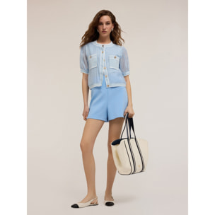 Motivi - Camicia misto lyocell con bordi a coste - Azzurro