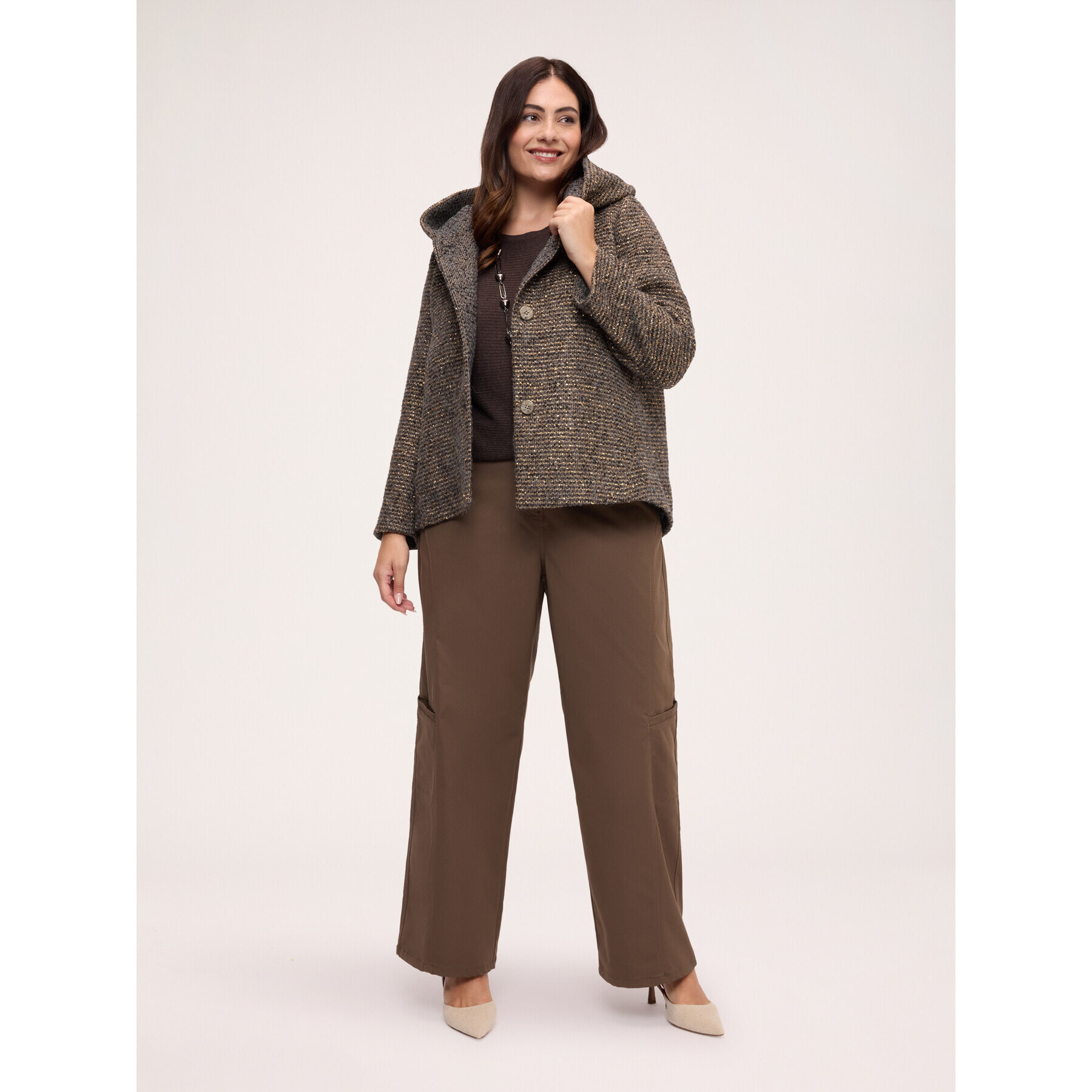 Fiorella Rubino - Giacca misto lana con filo lurex - Marrone