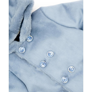 ABRIGO PIEL VUELTA CON PELO AZUL