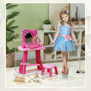 Ensemble coiffeuse tabouret enfant design - nombreux accessoires - effets lumineux sonores - rose