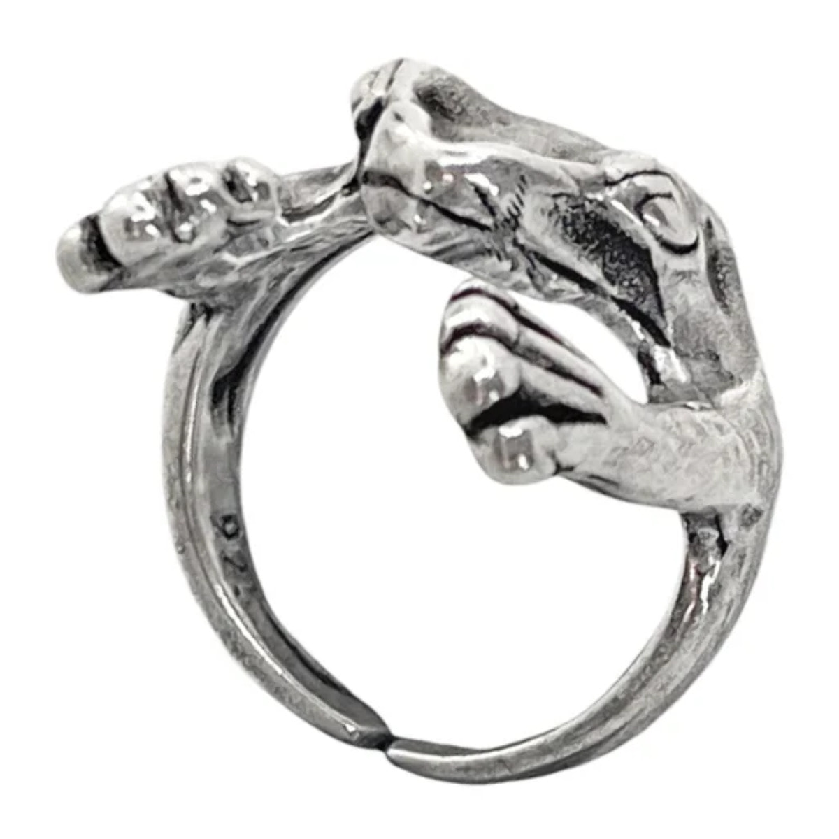 Anillo "Abrazo de rana" plata 7 micras envejecido. Talla 15