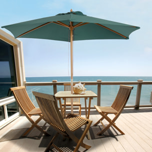 Sombrilla Parasol para Patio Mástil de Madera 2,5m Verde