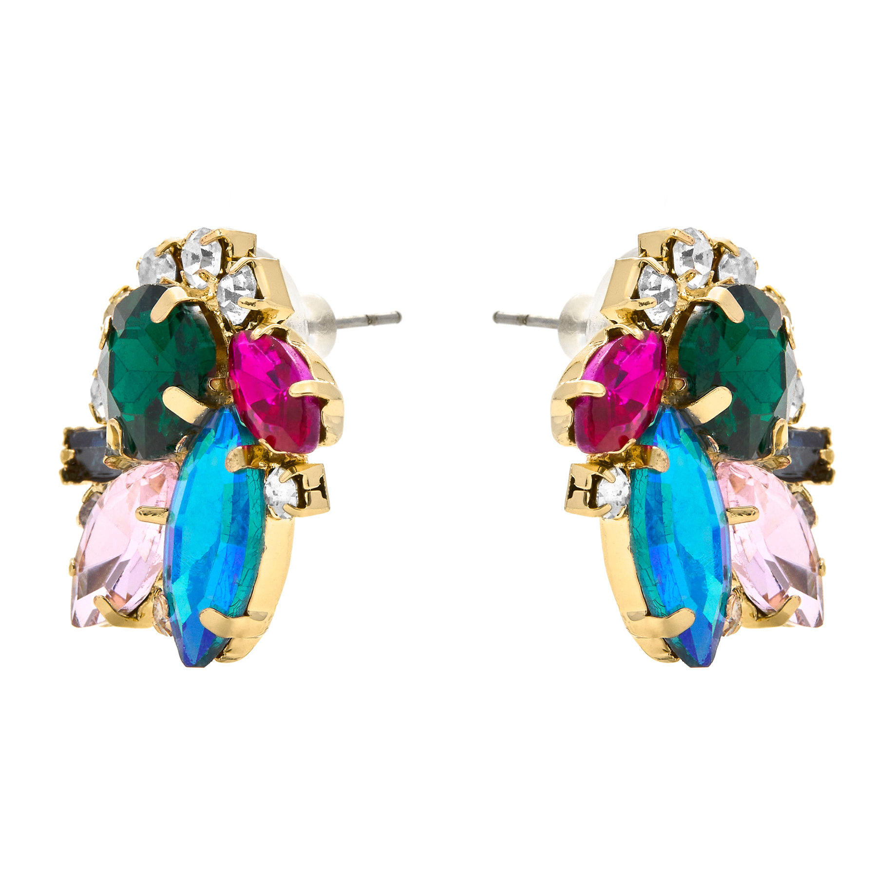 Pendientes de Cristal Azul acabados en oro amarillo de 18k