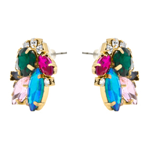 Pendientes de Cristal Azul acabados en oro amarillo de 18k