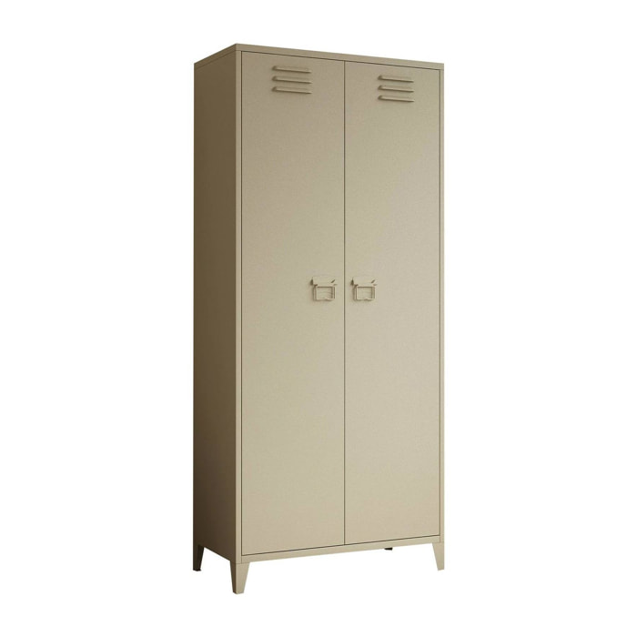 Armadio multiuso 2 ante Pezzaze, Mobile multifunzionale, Mobiletto scarpiera, Guardaroba porta scarpe, 80x30 h180 cm, Panna