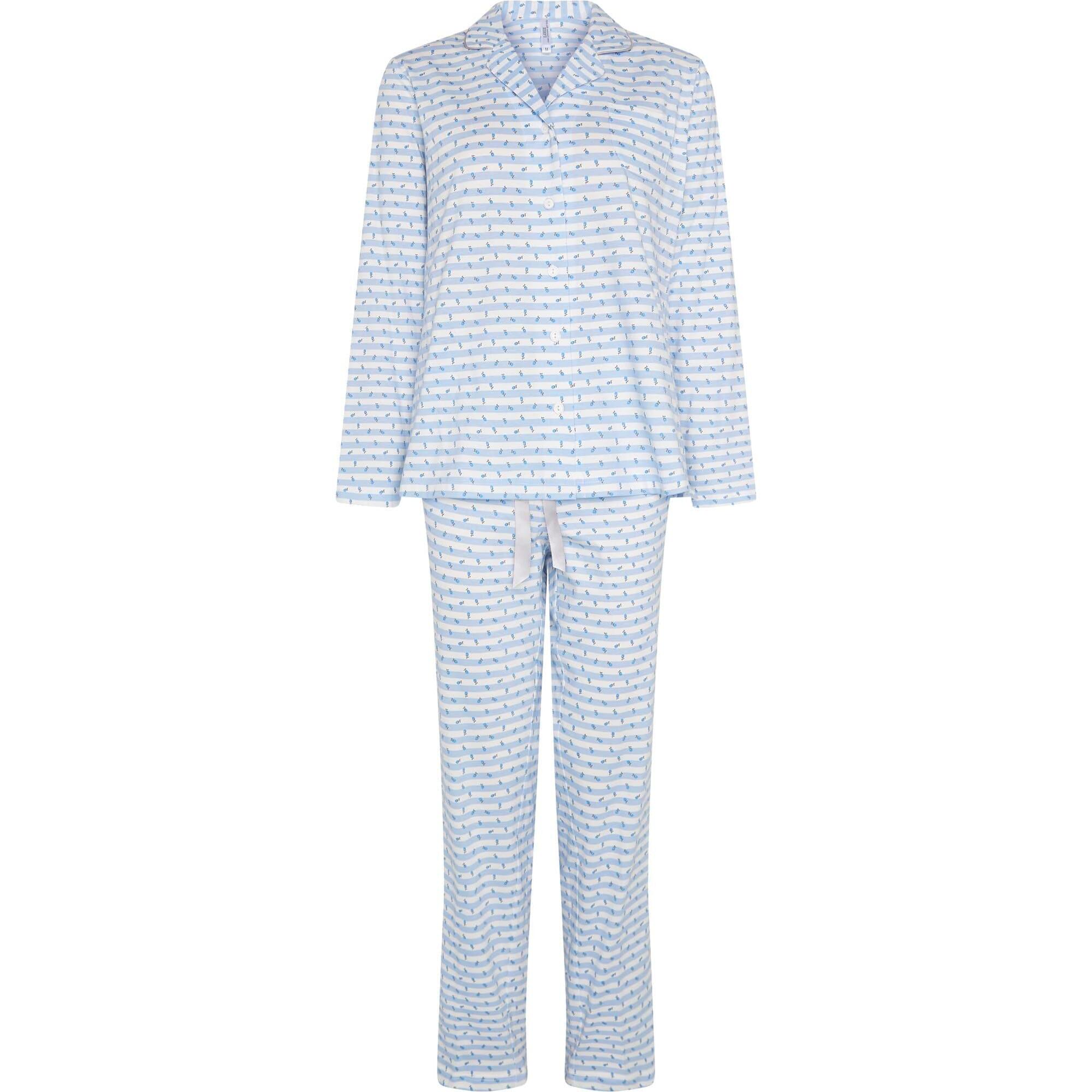 Pijama mujer de rayas y flores abierto